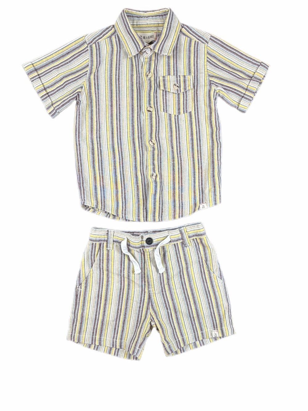 ME & HENRY Linen Striped Woven Short Set - 3/4
